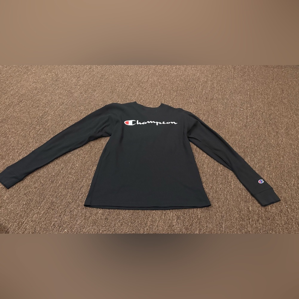 NWOT Men's Champion waffle M LS tee shirt casual solid black EUC!